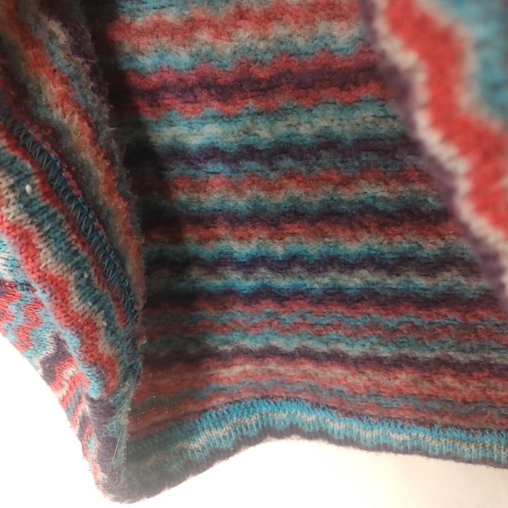 Spyder Pullover DH Sweater Womens 8 Blue Multi Zig Zag Stripe Quarter Zip Fleece - Picture 6 of 10